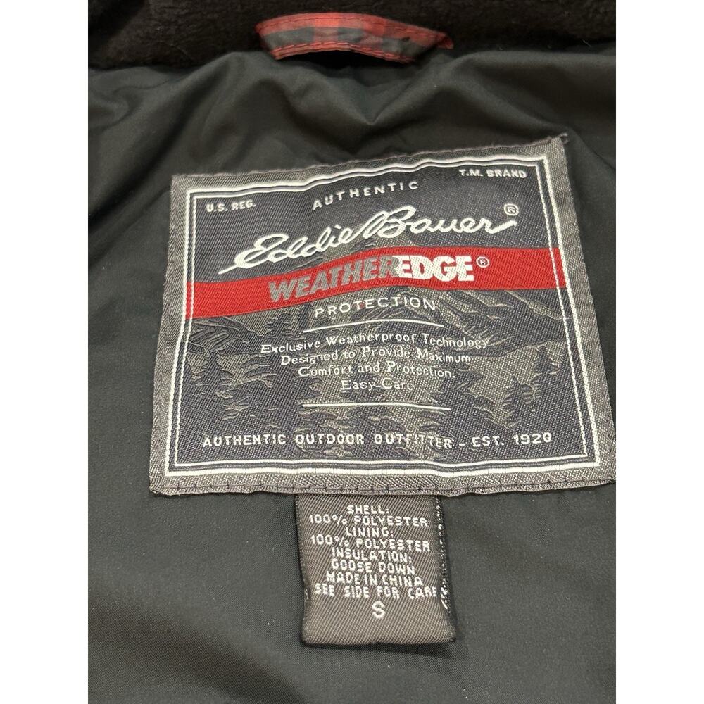 Eddie Bauer Womens Goose Down Vest Size S Red Plaid Puffer Weatheredge Insulated - Picture 4 of 4